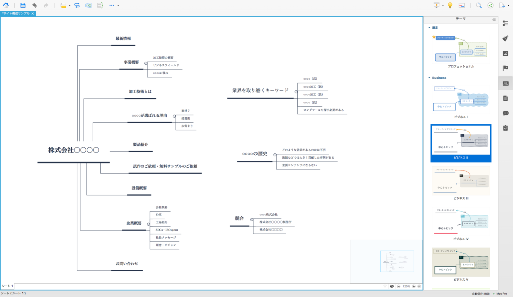 XMindのマインドマップデザイン変更